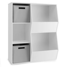 Kids Toy Storage Cabinet Shelf Organizer (Color: White)