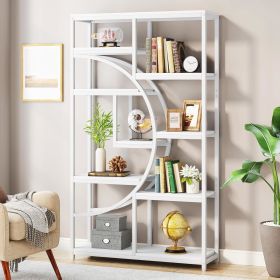 Bookshelf Industrial 5 Tier Etagere, Freestanding Display Shelf Storage Organizer with 9-Open for Living Room, Bedroom Bookcases (Color: White)