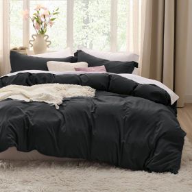 Bedsure Duvet Cover King Size - Soft Prewashed King Duvet Cover Set, 3 Pieces, 1 Duvet Cover 104x90 Inches with Zipper Closure a (Color: Black, size: Twin(68x90))