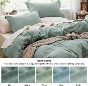 Bedsure Duvet Cover King Size - Soft Prewashed King Duvet Cover Set, 3 Pieces, 1 Duvet Cover 104x90 Inches with Zipper Closure a (Color: SageGreen, size: Queen(90x90))