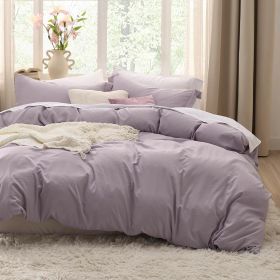 Bedsure Duvet Cover King Size - Soft Prewashed King Duvet Cover Set, 3 Pieces, 1 Duvet Cover 104x90 Inches with Zipper Closure a (Color: DustyPurple, size: King(104x90))