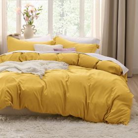 Bedsure Duvet Cover King Size - Soft Prewashed King Duvet Cover Set, 3 Pieces, 1 Duvet Cover 104x90 Inches with Zipper Closure a (Color: MustardYellow, size: King(104x90))