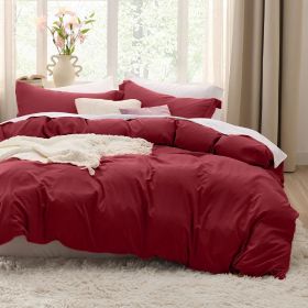 Bedsure Duvet Cover King Size - Soft Prewashed King Duvet Cover Set, 3 Pieces, 1 Duvet Cover 104x90 Inches with Zipper Closure a (Color: Red, size: Twin(68x90))