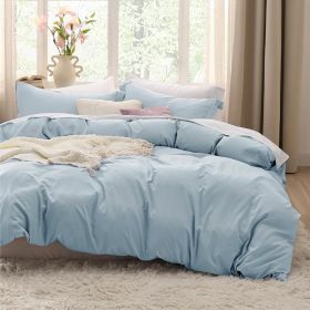 Bedsure Duvet Cover King Size - Soft Prewashed King Duvet Cover Set, 3 Pieces, 1 Duvet Cover 104x90 Inches with Zipper Closure a (Color: SkyBlue, size: Queen(90x90))