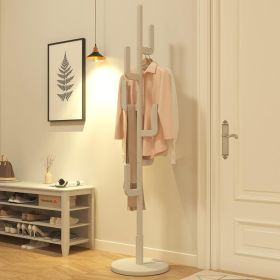 KungFuWood Coat Rack, Unique Design Cactus Coat Rack Freestanding, Adjustable Height Wooden Coat Rack Stand with 6 Hooks (Color: White)