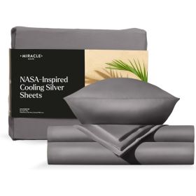 Luxe Cooling Bed Sheets –Stone Fitted Sheet Sets Queen– 4 Piece Linen Silver Infused Bedspreads for King Size Bed Cover Arranged (Color: Stone, size: California King)