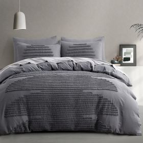 5 Pieces King Duvet Cover Set, Boho Bedding Sets for Modern Home, Tufted and Super Soft Comforter Covers (Color: GRAY, size: QUEEN)