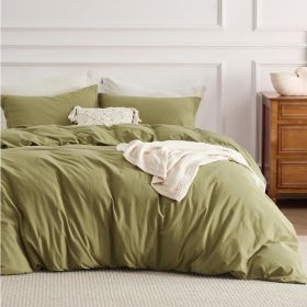 100%Washed Cotton Duvet Cover Minimalist Duvet Cover Linen Like 3 Pieces Plain Simple Cotton Duvet Cover Set with 2 Pillow Shams (Color: 16 - Stone-washed, size: Queen (90  X 90 ))