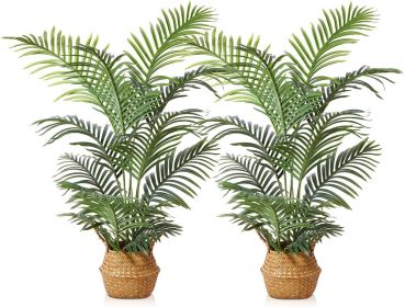 Artificial Plants for Home Decor Indoor Faux Palm Trees in Pot Fake Tropical Plants for Housewarming Gift 2Pack (Color: 4 Ft-2)