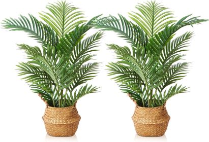 Artificial Plants for Home Decor Indoor Faux Palm Trees in Pot Fake Tropical Plants for Housewarming Gift 2Pack (Color: 3 Ft-2)