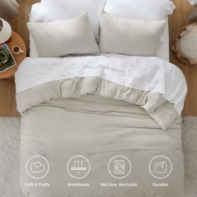 Bedsure Comforter Set, Soft Prewashed Bed Comforter for All Seasons, 1 Comforter and 2 Pillowcases, Queen, King, Twin, Full, (Color: Beige, size: Cal King 104x96)