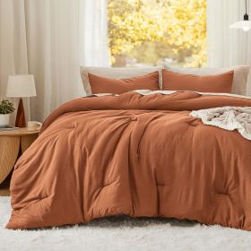 Bedsure Comforter Set, Soft Prewashed Bed Comforter for All Seasons, 1 Comforter and 2 Pillowcases, Queen, King, Twin, Full, (Color: Burnt Orange, size: Twin 68x88)