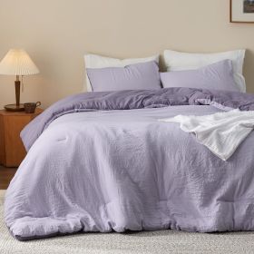 Bedsure Comforter Set, Soft Prewashed Bed Comforter for All Seasons, 1 Comforter and 2 Pillowcases, Queen, King, Twin, Full, (Color: Purple-Lavender, size: Twin 68x88)