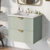 Modern 24-Inch Wall-Mounted Bathroom vanity with 2 Drawers, Ideal for Small Bathrooms