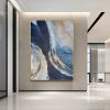 Modern Wall Art Pictures 100% hand painted Gold Foil Blue Canvas Oil Painting Wall Pictures For Living Room Decor Abstract Art No Frame