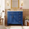 36-inch Bathroom Vanity with Resin Sink, Modern Bathroom Cabinet, Featuring Two Soft Close Doors and Four Drawers