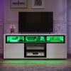 TV Stand With LED Ambient Lights Modern TVs Stand With Open Shelf Storage Cabinet for 62 Inch TVs Furniture White TV Stands