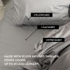 Luxe Cooling Bed Sheets –Stone Fitted Sheet Sets Queen– 4 Piece Linen Silver Infused Bedspreads for King Size Bed Cover Arranged