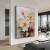 Hand Painted Oil Painting Abstract Blooming Flower Oil Painting Large Wall Art Original Knife Floral Painting Textured Wall Art Boho Art Modern Living