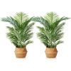 Artificial Plants for Home Decor Indoor Faux Palm Trees in Pot Fake Tropical Plants for Housewarming Gift 2Pack