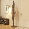 KungFuWood Coat Rack, Unique Design Cactus Coat Rack Freestanding, Adjustable Height Wooden Coat Rack Stand with 6 Hooks